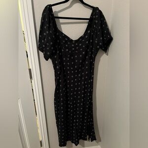 Madewell Maxi Dress Black with Cream Flowers NWT